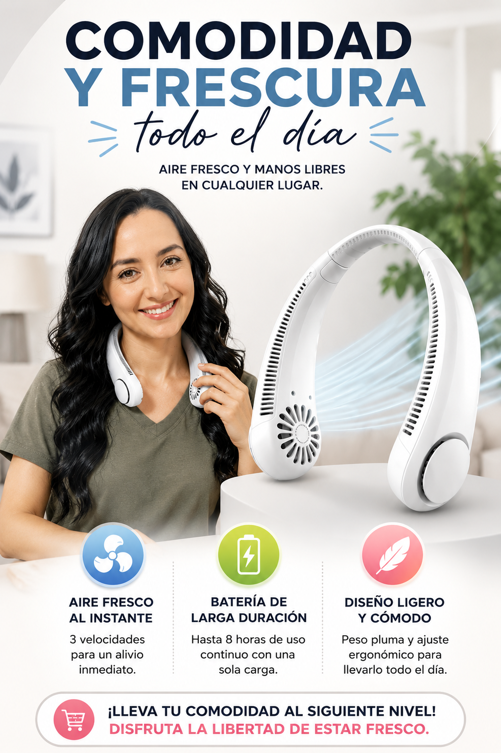 Ventilador de cuello portátil